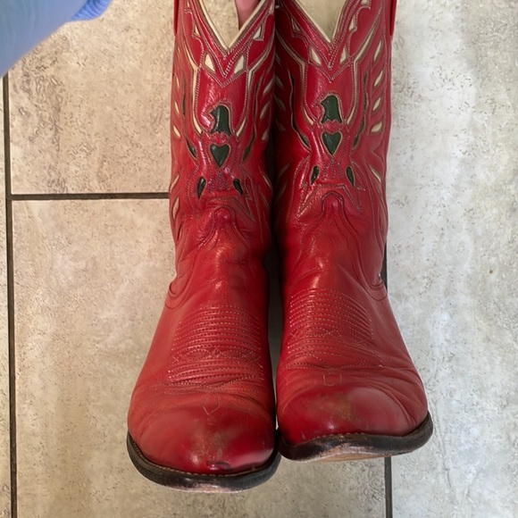 VTG Ralph Lauren Red Phoenix Bird Cowboy Boots Size 7 - Picture 9 of 12